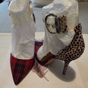 Red Plaid Cheetah Jessica Simpson heels